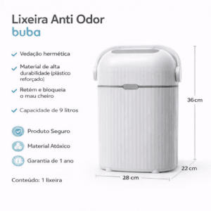 Lixeira Antiodor Branca Buba